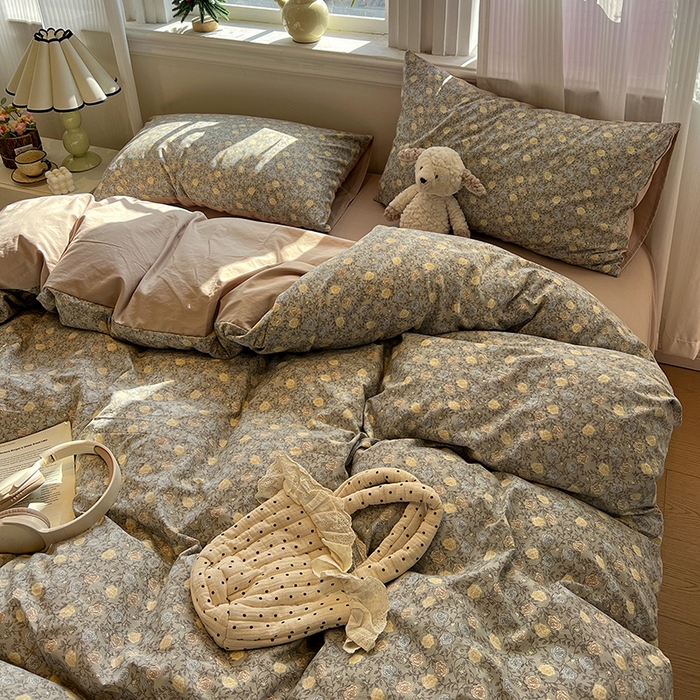 91家纺网 家纺一手货源 找家纺 仟网汇 2025新款古法水洗仿棉云感纱四件套 森屿