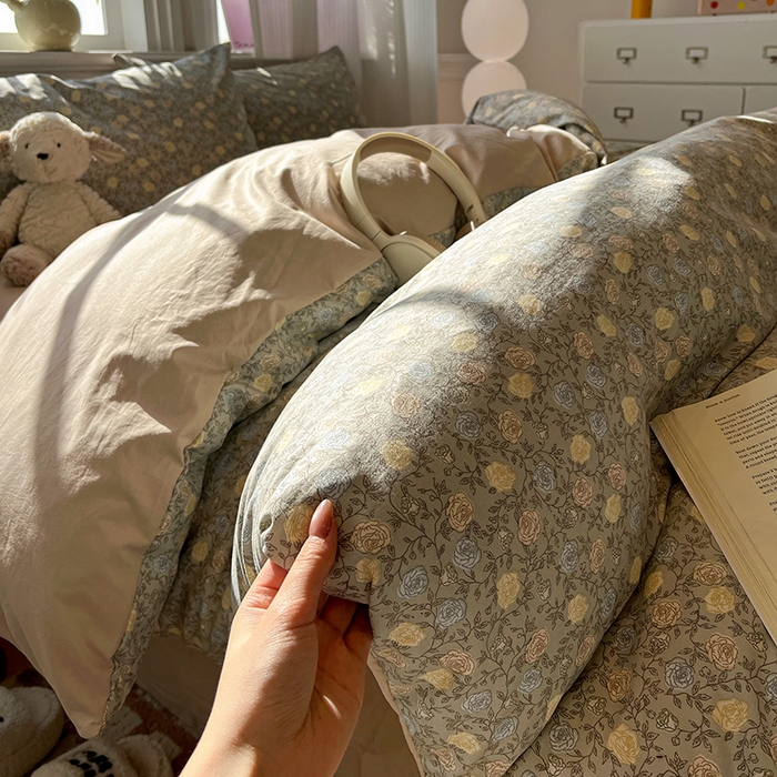 91家纺网 家纺一手货源 找家纺 仟网汇 2025新款古法水洗仿棉云感纱四件套 森屿