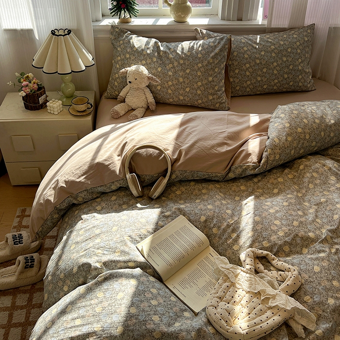 91家纺网 家纺一手货源 找家纺 仟网汇 2025新款古法水洗仿棉云感纱四件套 森屿