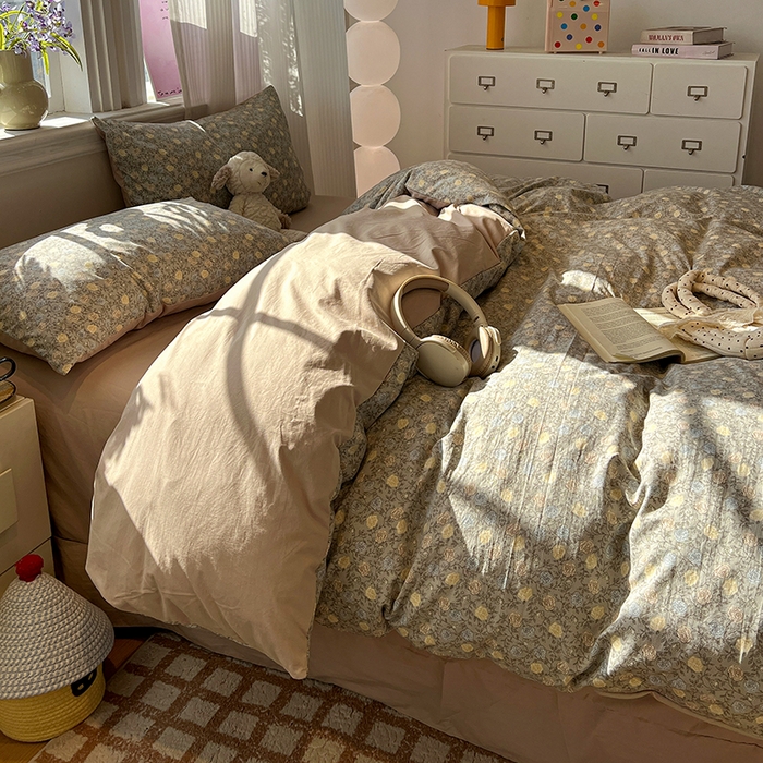 91家纺网 家纺一手货源 找家纺 仟网汇 2025新款古法水洗仿棉云感纱四件套 森屿