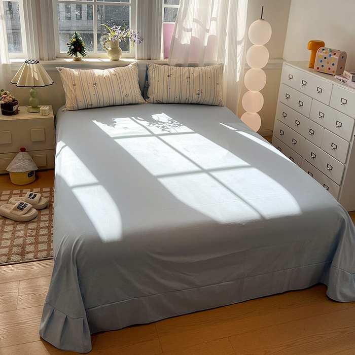 91家纺网 家纺一手货源 找家纺 仟网汇 2025新款古法水洗仿棉云感纱四件套 甜心喵