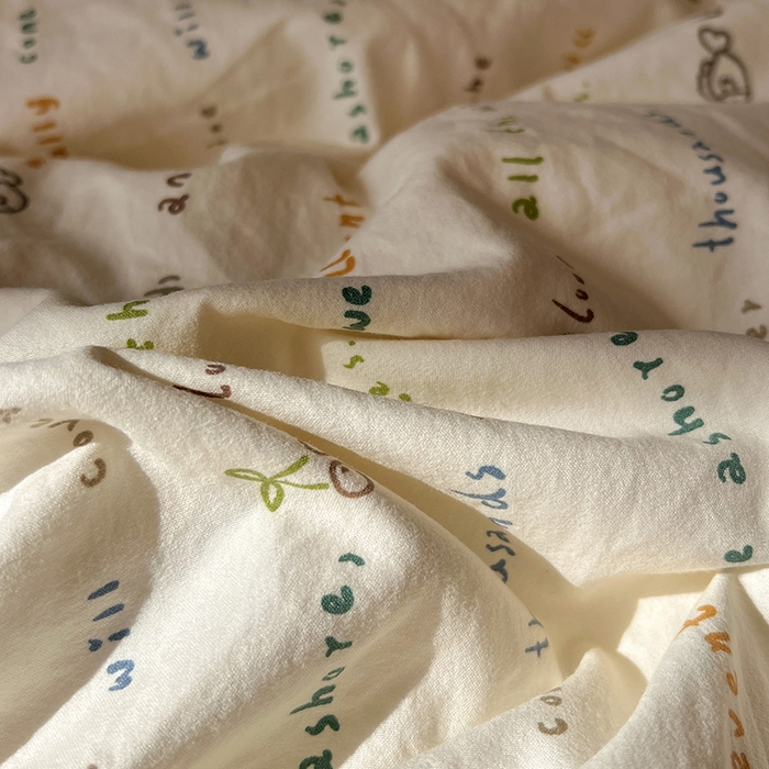 91家纺网 家纺一手货源 找家纺 仟网汇 2025新款古法水洗仿棉云感纱四件套 甜心喵