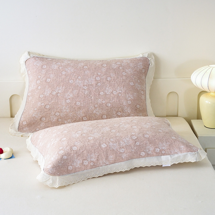 91家纺网 家纺一手货源 找家纺 棠薇家纺 2025新款花边款枕巾提花枕巾 花边春意驼