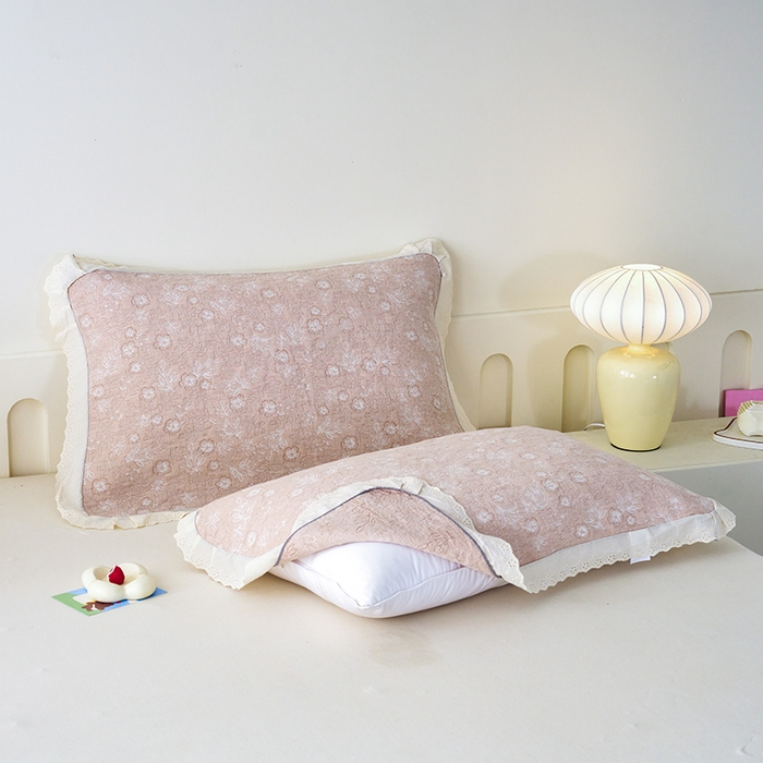 91家纺网 家纺一手货源 找家纺 棠薇家纺 2025新款花边款枕巾提花枕巾 花边春意驼