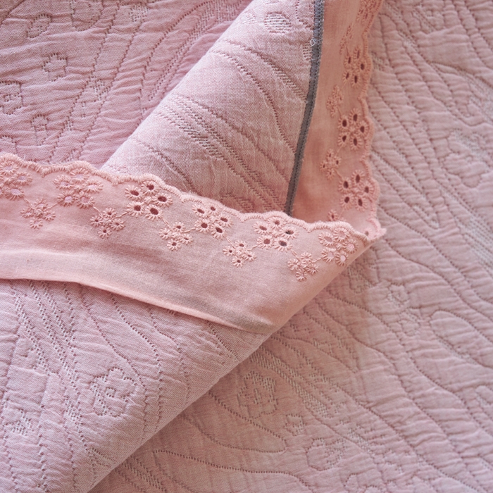 91家纺网 家纺一手货源 找家纺 棠薇家纺 2025新款花边款枕巾提花枕巾 花边知晓粉