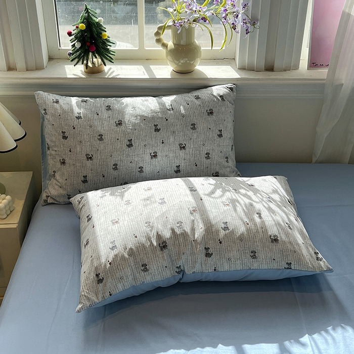 91家纺网 家纺一手货源 找家纺 仟网汇 2025新款古法水洗仿棉云感纱四件套 条纹狗