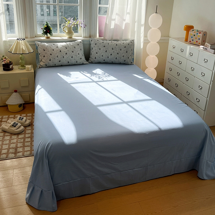 91家纺网 家纺一手货源 找家纺 仟网汇 2025新款古法水洗仿棉云感纱四件套 条纹狗