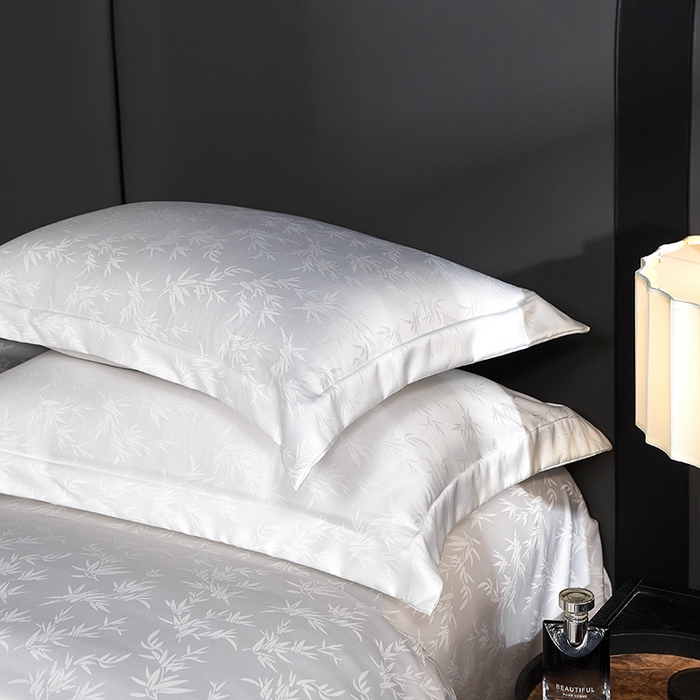 91家纺网 家纺一手货源 找家纺 （总）乐卧家居 2025新款轻奢高级感新中式酒店风竹子提花纹样系带款四件套-时空