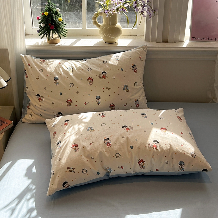 91家纺网 家纺一手货源 找家纺 仟网汇 2025新款古法水洗仿棉云感纱四件套 童趣