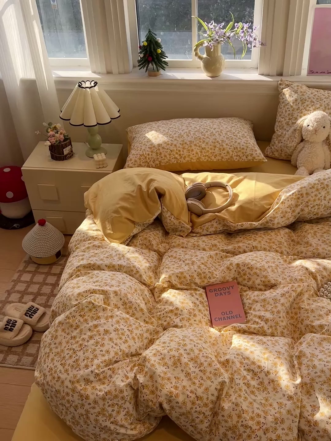 91家纺网 家纺一手货源 找家纺 仟网汇 2025新款古法水洗仿棉云感纱四件套 小黄花