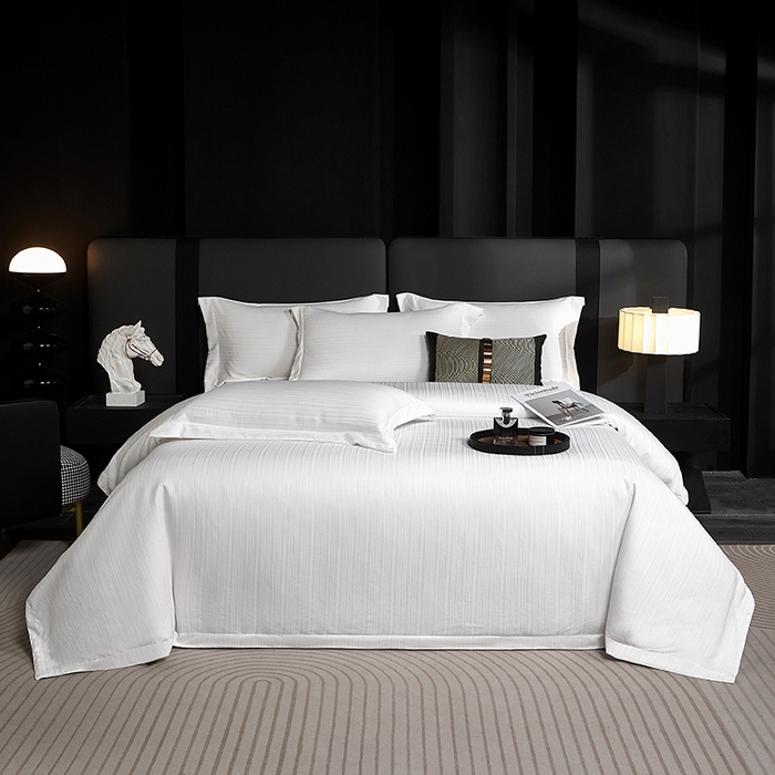 （总）乐卧家居 2025新款轻奢高级酒店宾馆高档线条感提花纹样系带款四件套-幻影