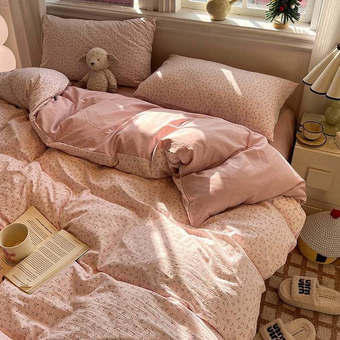 91家纺网 家纺一手货源 找家纺 仟网汇 2025新款古法水洗仿棉云感纱四件套 小幸运