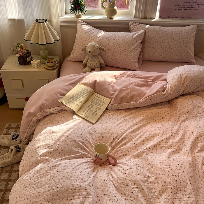 91家纺网 家纺一手货源 找家纺 仟网汇 2025新款古法水洗仿棉云感纱四件套 小幸运