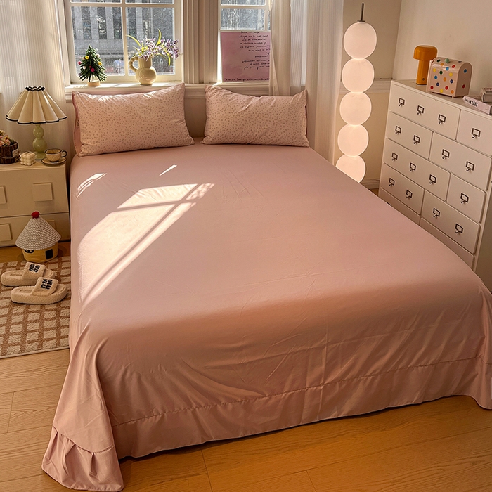 91家纺网 家纺一手货源 找家纺 仟网汇 2025新款古法水洗仿棉云感纱四件套 小幸运