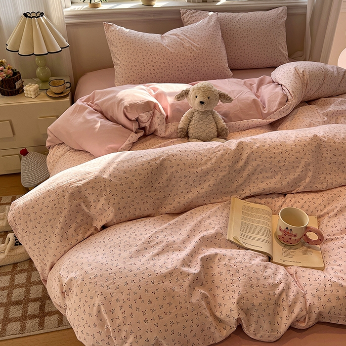 91家纺网 家纺一手货源 找家纺 仟网汇 2025新款古法水洗仿棉云感纱四件套 小幸运