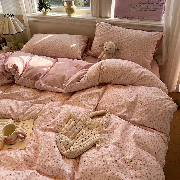 91家纺网 家纺一手货源 找家纺 仟网汇 2025新款古法水洗仿棉云感纱四件套 小幸运