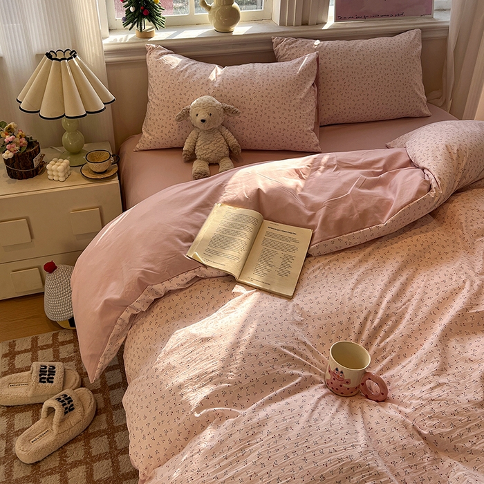 91家纺网 家纺一手货源 找家纺 仟网汇 2025新款古法水洗仿棉云感纱四件套 小幸运