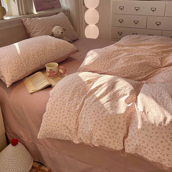 91家纺网 家纺一手货源 找家纺 仟网汇 2025新款古法水洗仿棉云感纱四件套 小幸运