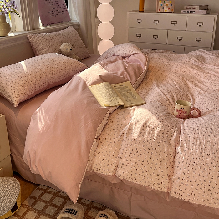 91家纺网 家纺一手货源 找家纺 仟网汇 2025新款古法水洗仿棉云感纱四件套 小幸运