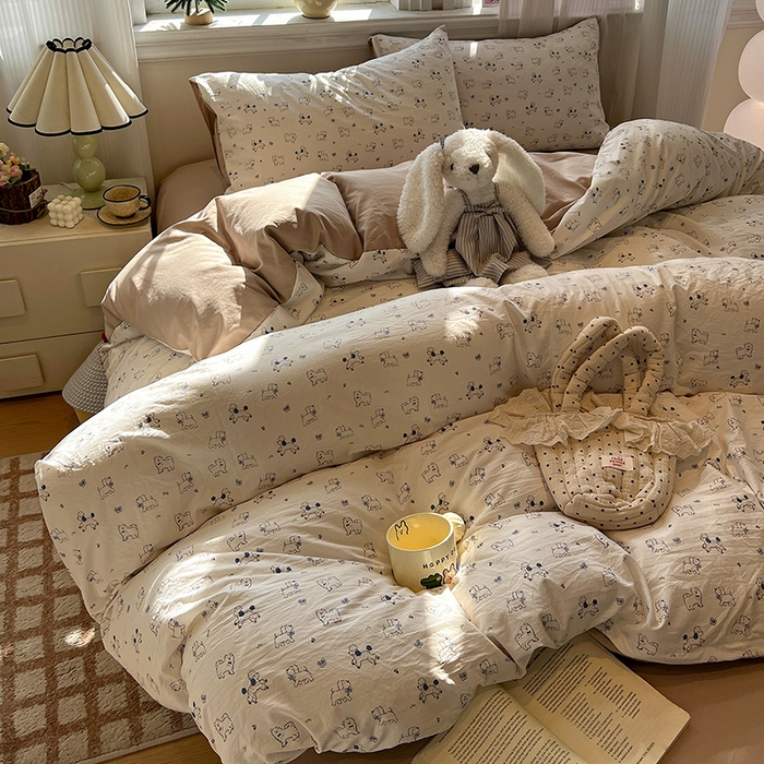 91家纺网 家纺一手货源 找家纺 仟网汇 2025新款古法水洗仿棉云感纱四件套 修修狗