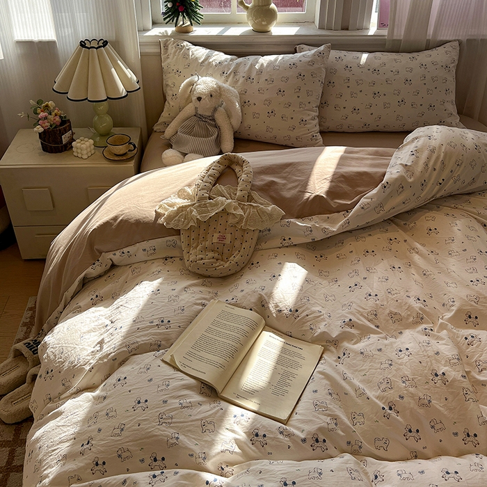 91家纺网 家纺一手货源 找家纺 仟网汇 2025新款古法水洗仿棉云感纱四件套 修修狗