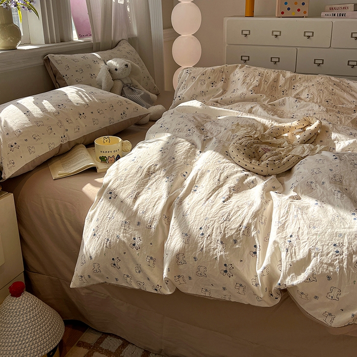 91家纺网 家纺一手货源 找家纺 仟网汇 2025新款古法水洗仿棉云感纱四件套 修修狗