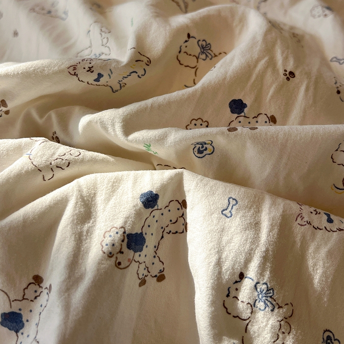 91家纺网 家纺一手货源 找家纺 仟网汇 2025新款古法水洗仿棉云感纱四件套 修修狗