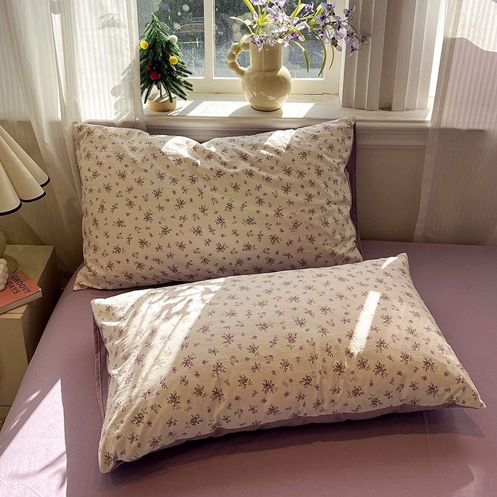 91家纺网 家纺一手货源 找家纺 仟网汇 2025新款古法水洗仿棉云感纱四件套 薰衣草