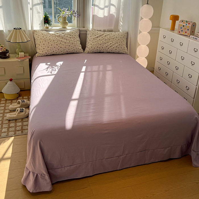 91家纺网 家纺一手货源 找家纺 仟网汇 2025新款古法水洗仿棉云感纱四件套 薰衣草