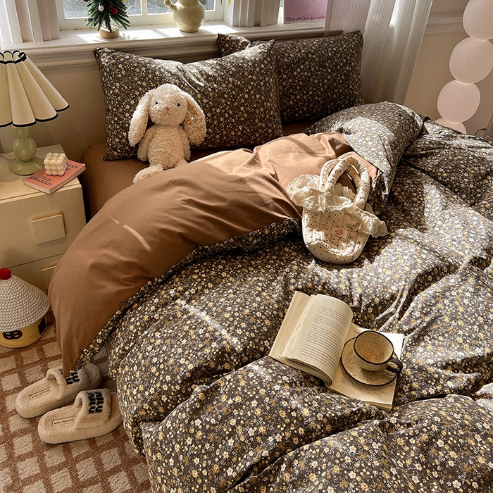 91家纺网 家纺一手货源 找家纺 仟网汇 2025新款古法水洗仿棉云感纱四件套 知秋