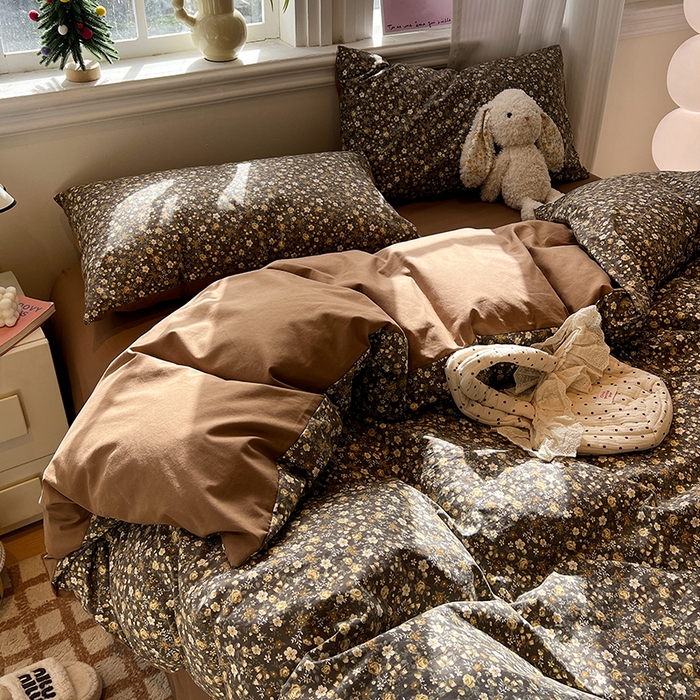 91家纺网 家纺一手货源 找家纺 仟网汇 2025新款古法水洗仿棉云感纱四件套 知秋