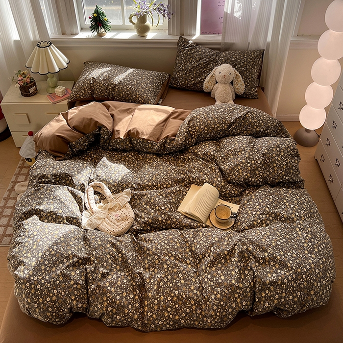 91家纺网 家纺一手货源 找家纺 仟网汇 2025新款古法水洗仿棉云感纱四件套 知秋