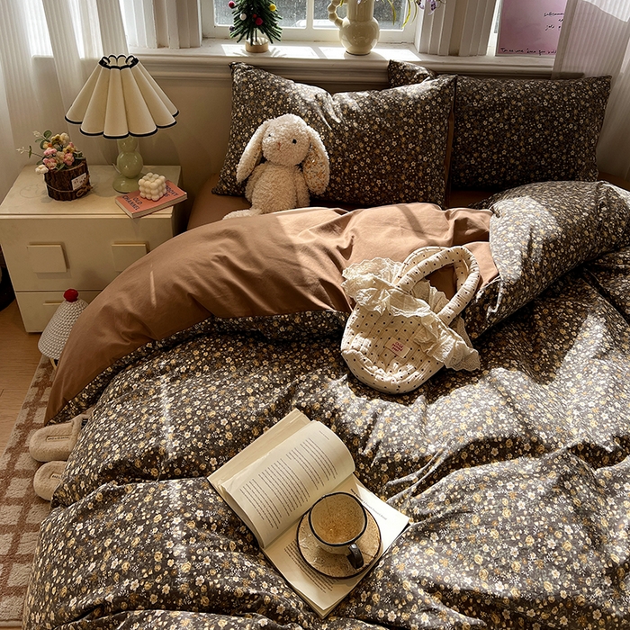 91家纺网 家纺一手货源 找家纺 仟网汇 2025新款古法水洗仿棉云感纱四件套 知秋