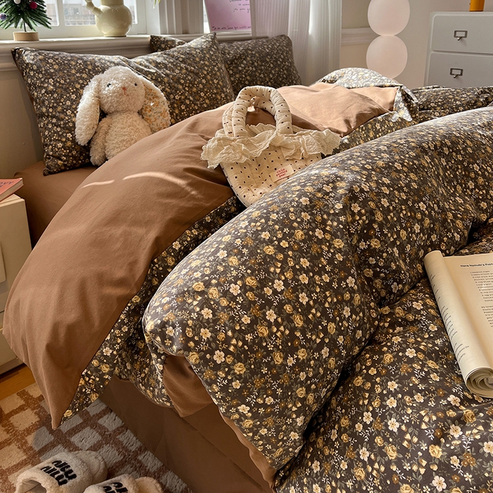 91家纺网 家纺一手货源 找家纺 仟网汇 2025新款古法水洗仿棉云感纱四件套 知秋