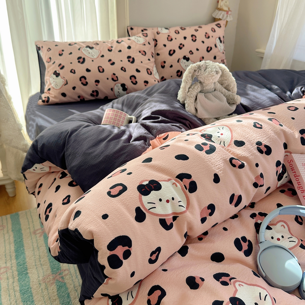 91家纺网 家纺一手货源 找家纺 （总）初念 2025新款敲可爱的奶呼呼云感双层纱简约四件套系列超级治愈~