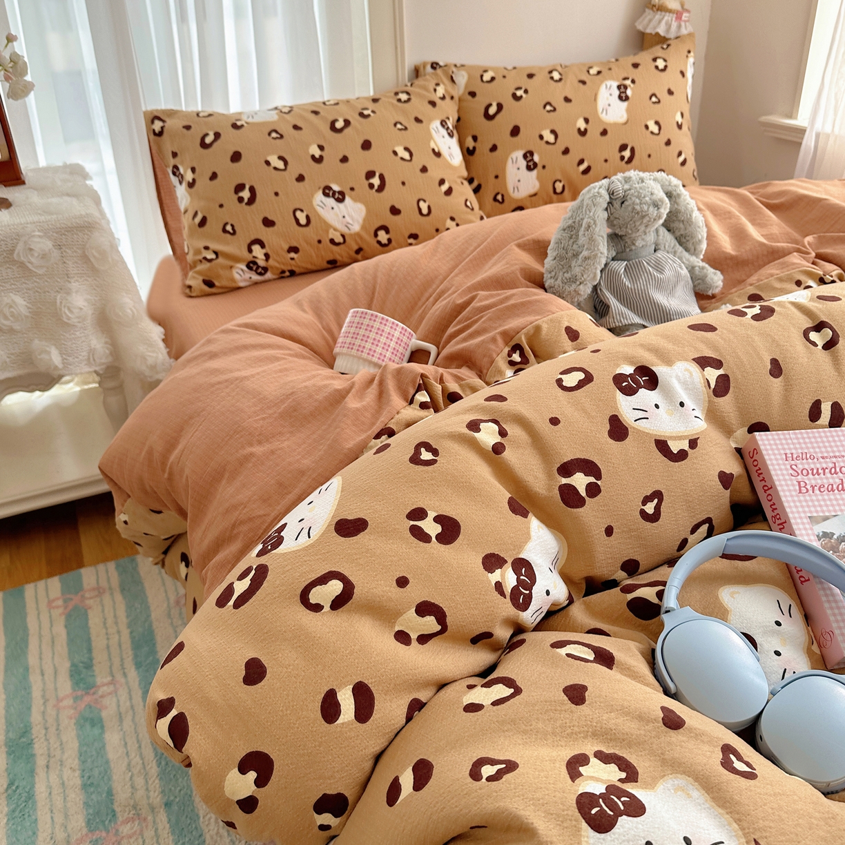 91家纺网 家纺一手货源 找家纺 （总）初念 2025新款敲可爱的奶呼呼云感双层纱简约四件套系列超级治愈~