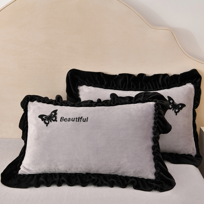 91家纺网 家纺一手货源 找家纺 （总）梦之星 2025新款9斤毛巾绣韩式花边牛奶绒四件套