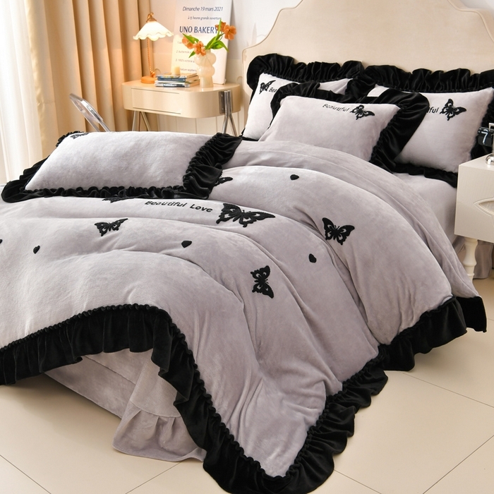 91家纺网 家纺一手货源 找家纺 总-梦之星 2025新款8斤重牛奶绒6D雕花绒四件套法莱水晶金貂