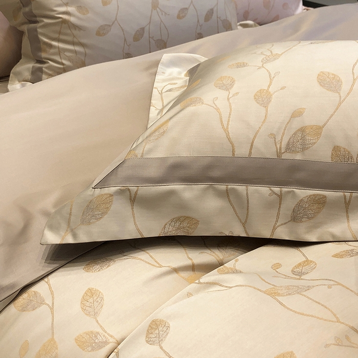 91家纺网 家纺一手货源 找家纺 黑白森林 2025新款50S高支天丝棉色织提花四件套 安露西-咖棕