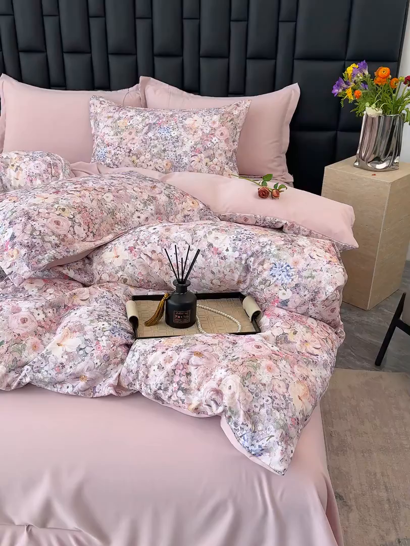 91家纺网 家纺一手货源 找家纺 （总）竹合 2025新款数码印花轻奢凉感四件套