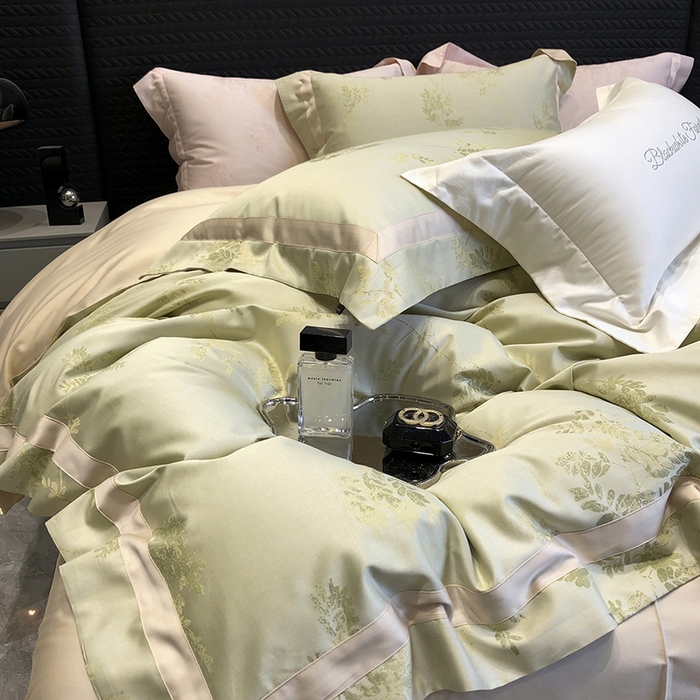 黑白森林 2025新款50S高支天丝棉色织提花四件套 杜乐丽-雪芽绿