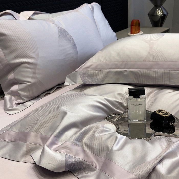 91家纺网 家纺一手货源 找家纺 黑白森林 2025新款50S高支天丝棉色织提花四件套 光之舞-柔紫