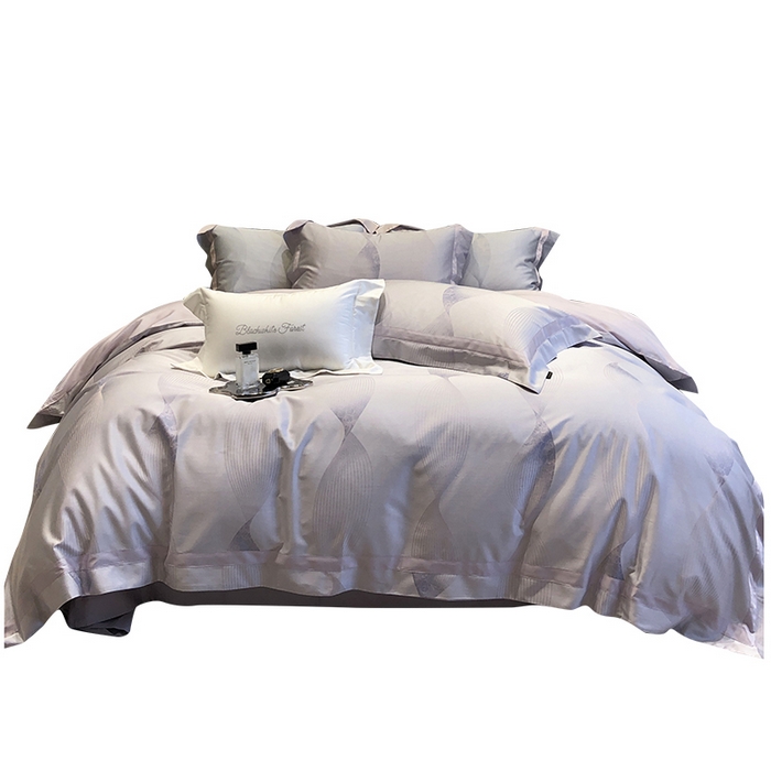 91家纺网 家纺一手货源 找家纺 黑白森林 2025新款50S高支天丝棉色织提花四件套 光之舞-柔紫