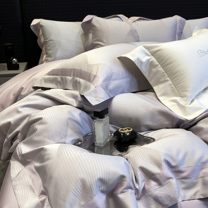 黑白森林 2025新款50S高支天丝棉色织提花四件套 光之舞-柔紫