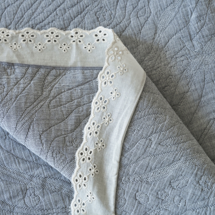 91家纺网 家纺一手货源 找家纺 棠薇家纺 2025新款花边款枕巾提花枕巾 花边知晓灰