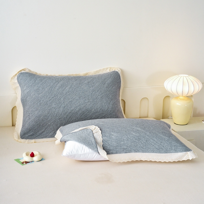 91家纺网 家纺一手货源 找家纺 棠薇家纺 2025新款花边款枕巾提花枕巾 花边知晓灰