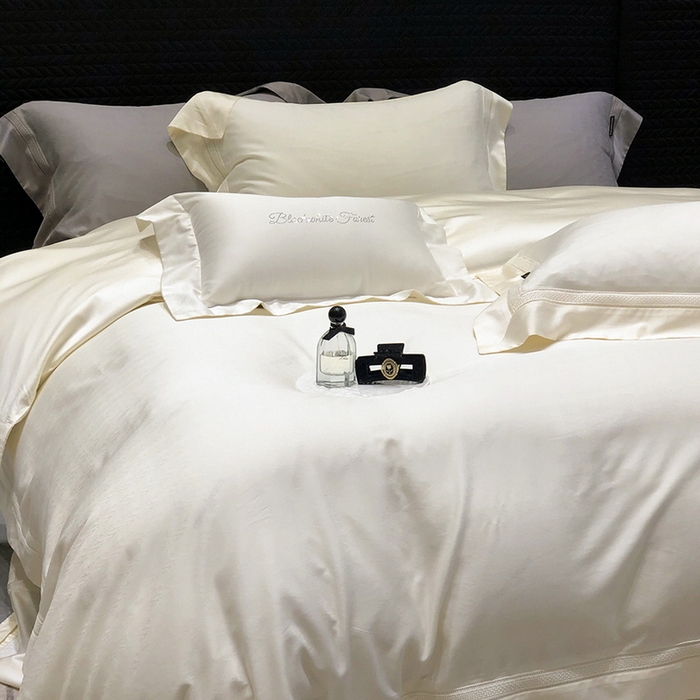 91家纺网 家纺一手货源 找家纺 （总）黑白森林 2025新款80S超细旦天丝棉提花四件套