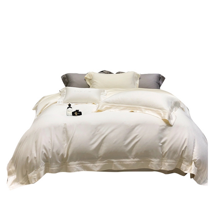 91家纺网 家纺一手货源 找家纺 黑白森林 2025新款80S超细旦天丝棉提花四件套 德尔尼-温婉白