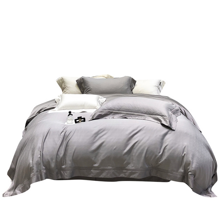 91家纺网 家纺一手货源 找家纺 黑白森林 2025新款80S超细旦天丝棉提花四件套 德尔尼-珍珠灰