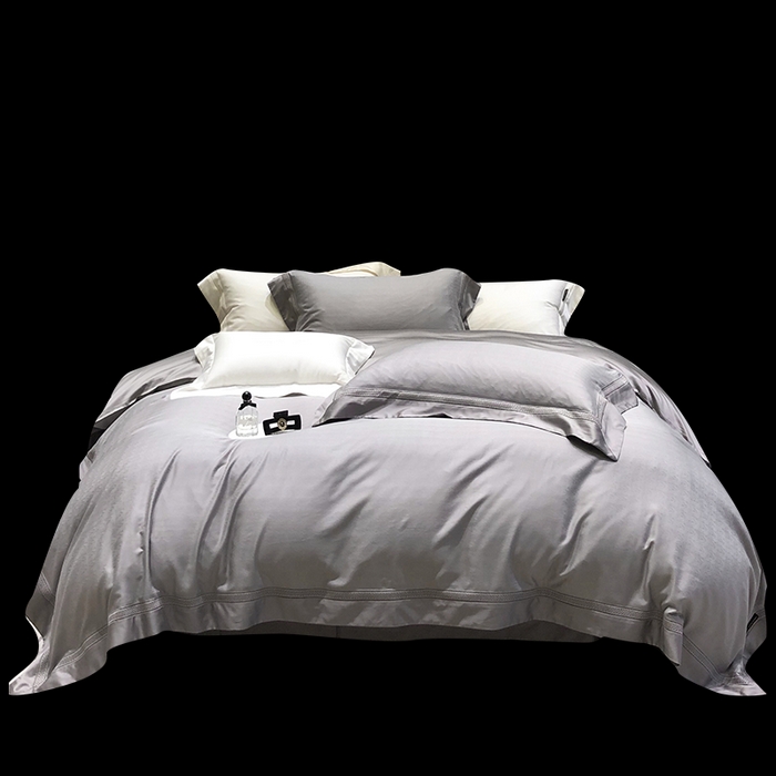 91家纺网 家纺一手货源 找家纺 黑白森林 2025新款80S超细旦天丝棉提花四件套 德尔尼-珍珠灰